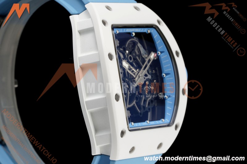 Richard Mille - RM055 Bubba Watson White CER/RU Blk/Blu Rehaut Skeleton Brushed Ribs RF RMUL2