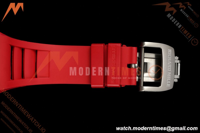 Richard Mille - RM055 Bubba Watson White CER/RU Blk/Red Rehaut Skeleton Brushed Ribs RF RMUL2