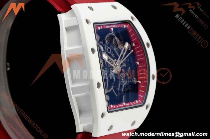 Richard Mille - RM055 Bubba Watson White CER/RU Blk/Red Rehaut Skeleton Brushed Ribs RF RMUL2