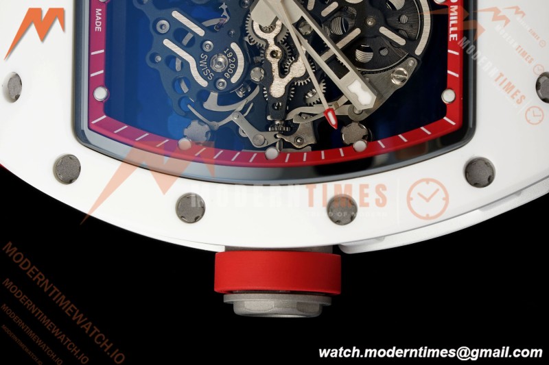 Richard Mille - RM055 Bubba Watson White CER/RU Blk/Red Rehaut Skeleton Brushed Ribs RF RMUL2