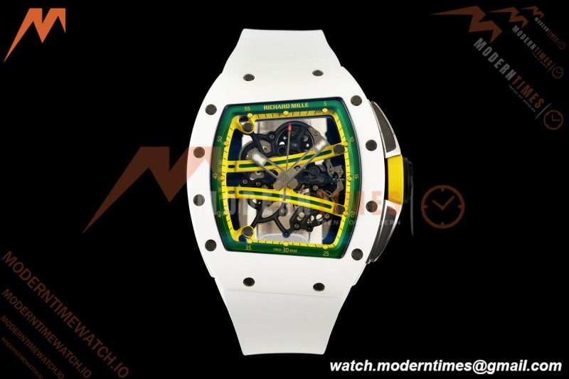 Richard Mille - RM061 Asian Limited Edition White Ceramic Wht/Grn/Yelw Skeleton UMI Free Sprung Titanium RMUL2