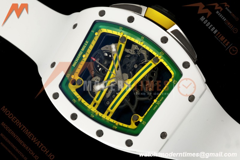 Richard Mille - RM061 Asian Limited Edition White Ceramic Wht/Grn/Yelw Skeleton UMI Free Sprung Titanium RMUL2