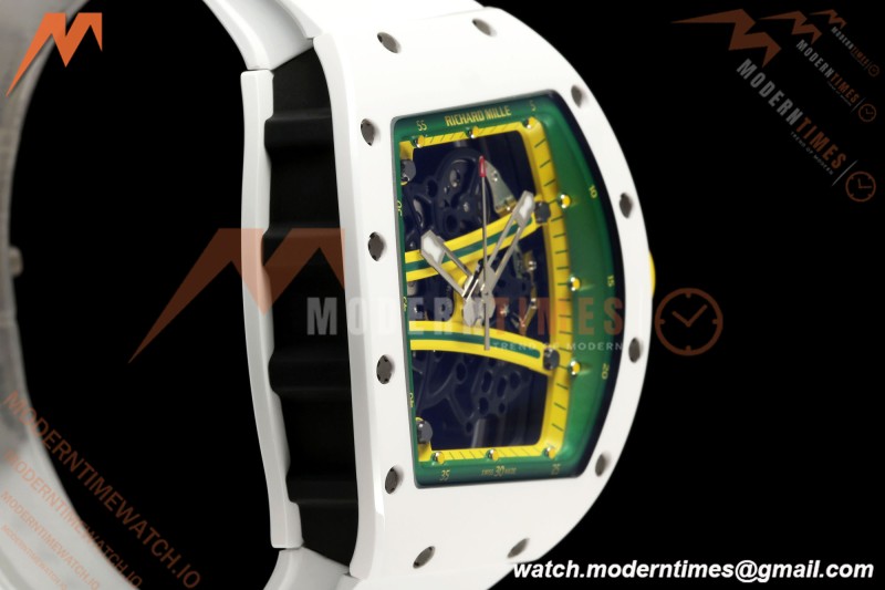 Richard Mille - RM061 Asian Limited Edition White Ceramic Wht/Grn/Yelw Skeleton UMI Free Sprung Titanium RMUL2