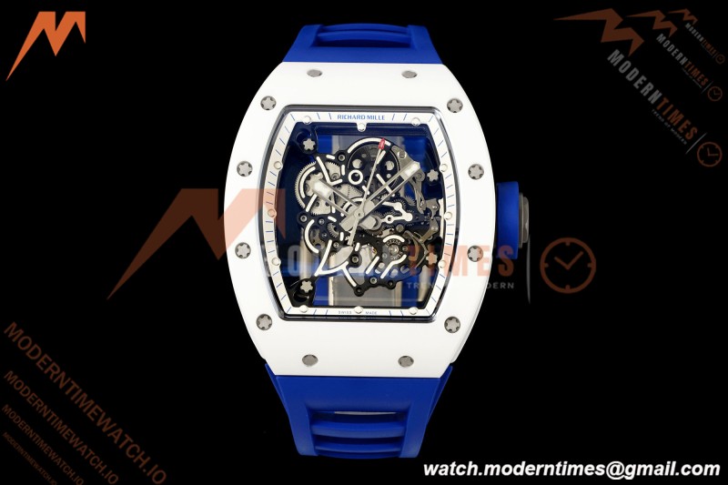 Richard Mille - RM055 Bubba Watson Japan Edition White Cer/Ru Blk/Wht Rehaut Skeleton Brushed Ribs MLF V2 RMUL2 | 리차드 밀 - RM055 버바 왓슨 일본 에디션 화이트 Cer/Ru 블랙/화이트 리하우트 스켈레톤 브러시드 리브 MLF V2 RMUL2