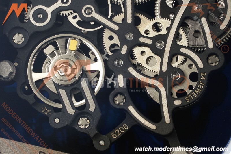 Richard Mille - RM055 Bubba Watson Japan Edition White Cer/Ru Blk/Wht Rehaut Skeleton Brushed Ribs MLF V2 RMUL2 | 리차드 밀 - RM055 버바 왓슨 일본 에디션 화이트 Cer/Ru 블랙/화이트 리하우트 스켈레톤 브러시드 리브 MLF V2 RMUL2