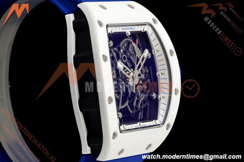 Richard Mille - RM055 Bubba Watson Japan Edition White Cer/Ru Blk/Wht Rehaut Skeleton Brushed Ribs MLF V2 RMUL2 | 리차드 밀 - RM055 버바 왓슨 일본 에디션 화이트 Cer/Ru 블랙/화이트 리하우트 스켈레톤 브러시드 리브 MLF V2 RMUL2