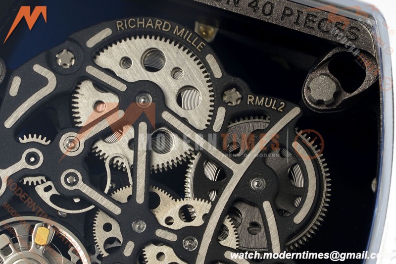 Richard Mille - RM055 Bubba Watson Japan Edition White Cer/Ru Blk/Wht Rehaut Skeleton Brushed Ribs MLF V2 RMUL2 | 리차드 밀 - RM055 버바 왓슨 일본 에디션 화이트 Cer/Ru 블랙/화이트 리하우트 스켈레톤 브러시드 리브 MLF V2 RMUL2