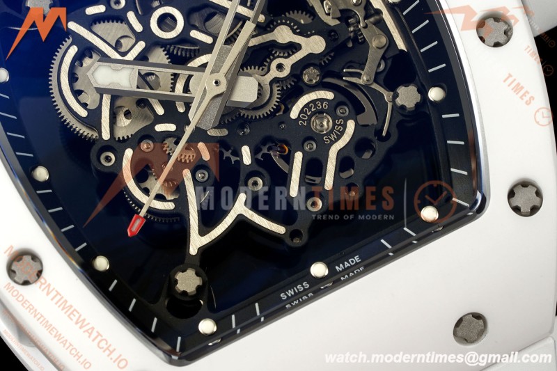 Richard Mille - RM055 Bubba Watson White CER/RU Blk/Blk Rehaut Skeleton Brushed Ribs MLF V2 RMUL2