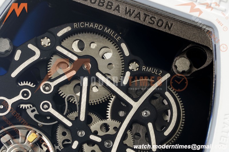 Richard Mille - RM055 Bubba Watson White CER/RU Blk/Blk Rehaut Skeleton Brushed Ribs MLF V2 RMUL2