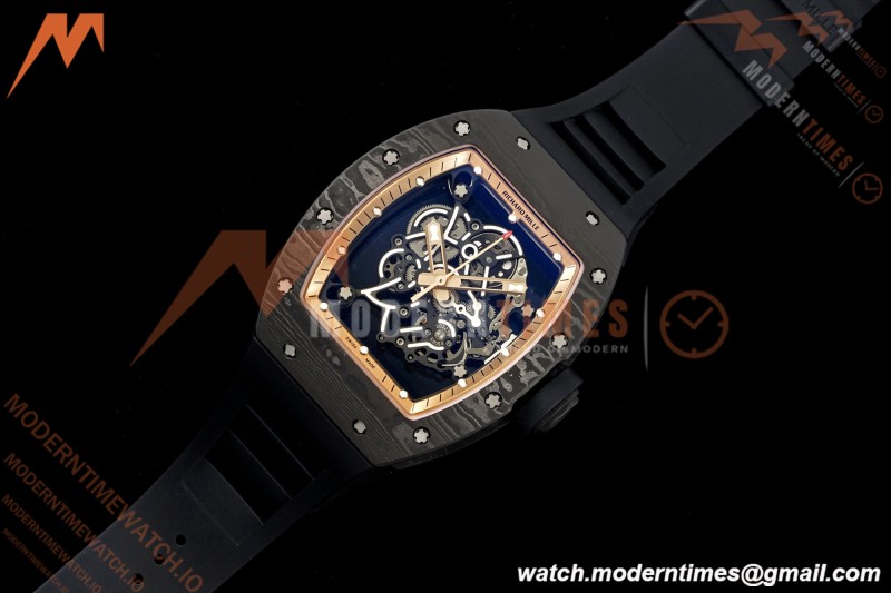 Richard Mille - RM055 Bubba Watson Asia Edition Black NTPT/RU BLK/RG Rehaut Skeleton Brushed Ribs MLF V2 RMUL2 | 리차드 밀 - RM055 버바 왓슨 아시아 에디션 블랙 NTPT/RU BLK/RG 리하우트 스켈레톤 브러시드 리브 MLF V2 RMUL2