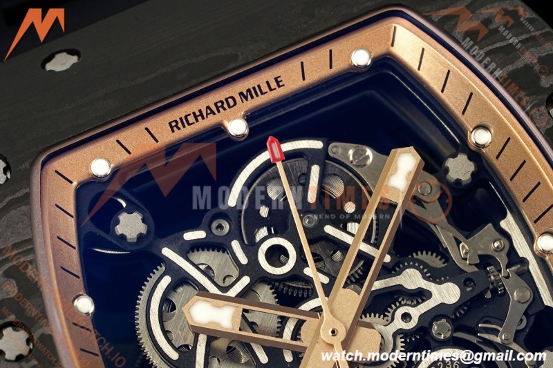 Richard Mille - RM055 Bubba Watson Asia Edition Black NTPT/RU BLK/RG Rehaut Skeleton Brushed Ribs MLF V2 RMUL2 | 리차드 밀 - RM055 버바 왓슨 아시아 에디션 블랙 NTPT/RU BLK/RG 리하우트 스켈레톤 브러시드 리브 MLF V2 RMUL2