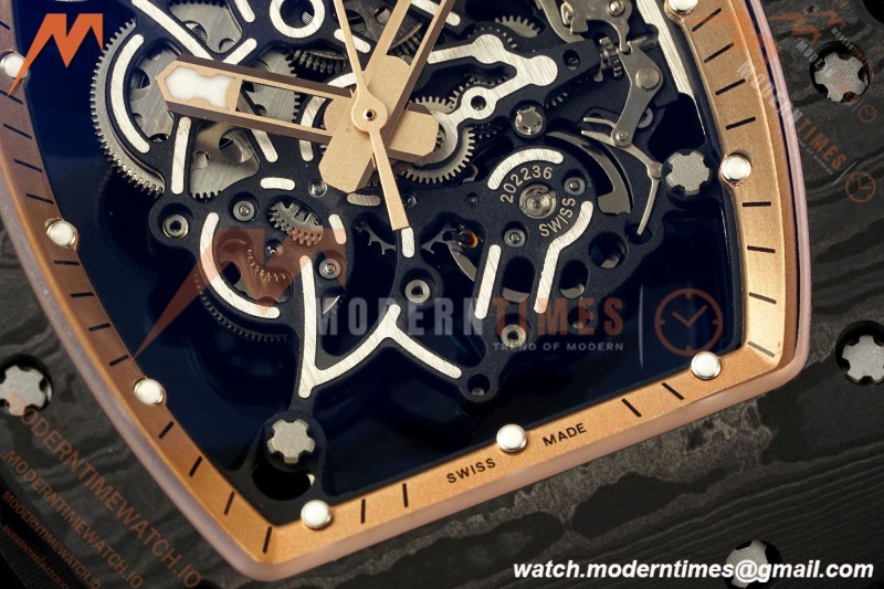 Richard Mille - RM055 Bubba Watson Asia Edition Black NTPT/RU BLK/RG Rehaut Skeleton Brushed Ribs MLF V2 RMUL2 | 리차드 밀 - RM055 버바 왓슨 아시아 에디션 블랙 NTPT/RU BLK/RG 리하우트 스켈레톤 브러시드 리브 MLF V2 RMUL2