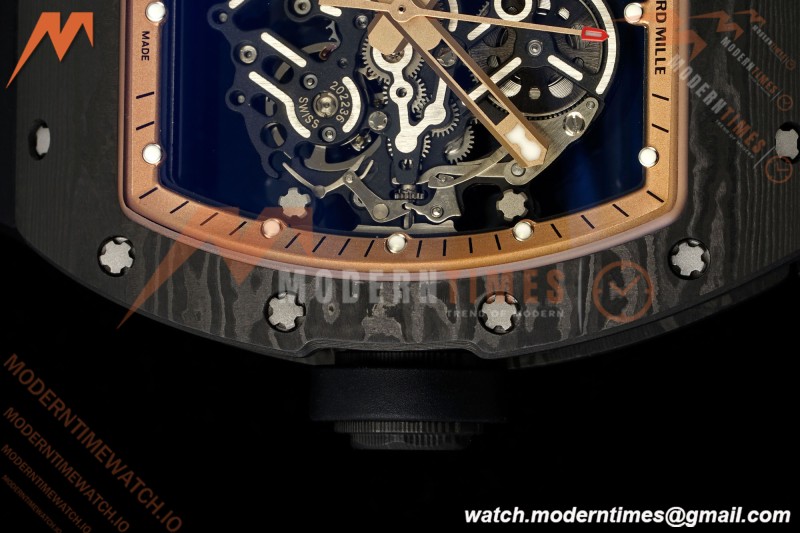 Richard Mille - RM055 Bubba Watson Asia Edition Black NTPT/RU BLK/RG Rehaut Skeleton Brushed Ribs MLF V2 RMUL2 | 리차드 밀 - RM055 버바 왓슨 아시아 에디션 블랙 NTPT/RU BLK/RG 리하우트 스켈레톤 브러시드 리브 MLF V2 RMUL2