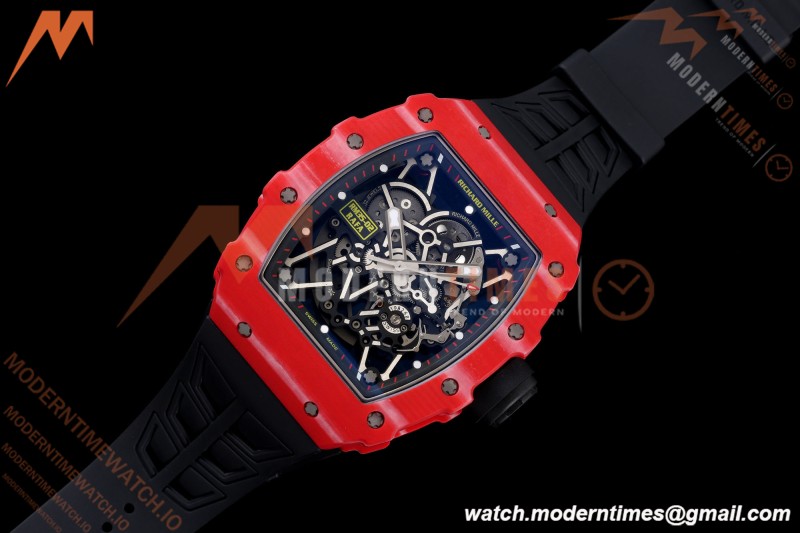 Richard Mille - RM35-02 Rafael Nadal Red NTPT/RU Blk/Blk Rehaut Skeleton UMI RMAL1 Free Sprung