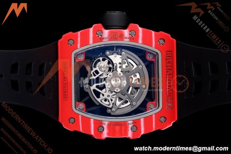 Richard Mille - RM35-02 Rafael Nadal Red NTPT/RU Blk/Blk Rehaut Skeleton UMI RMAL1 Free Sprung