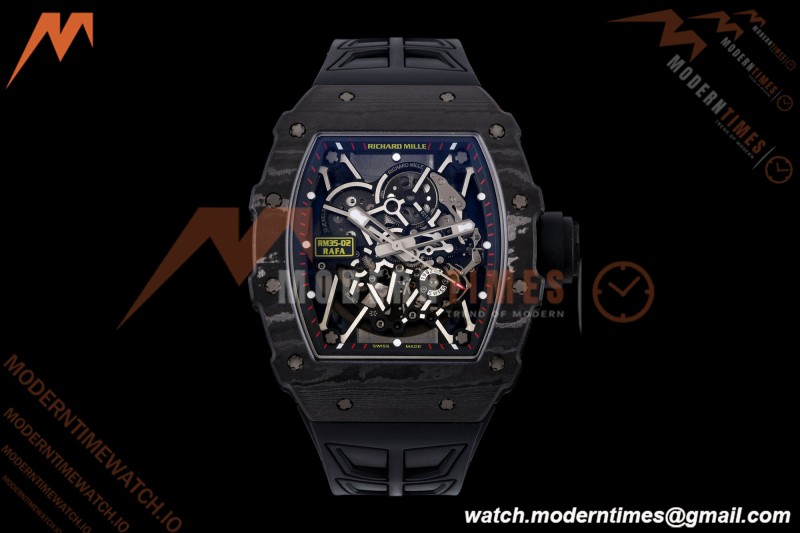 Richard Mille - RM35-02 Rafael Nadal Black NTPT/RU Blk/Blk/Blk Rehaut Skeleton UMI RMAL1 Free Sprung