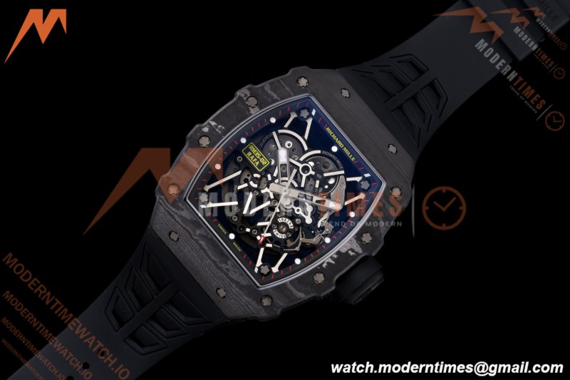 Richard Mille - RM35-02 Rafael Nadal Black NTPT/RU Blk/Blk/Blk Rehaut Skeleton UMI RMAL1 Free Sprung