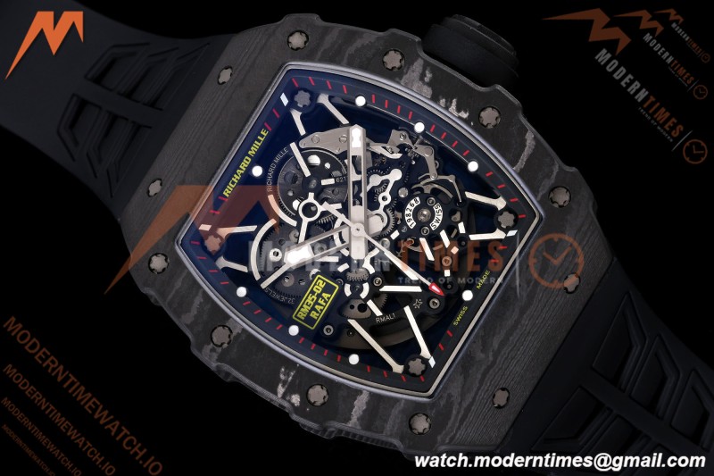 Richard Mille - RM35-02 Rafael Nadal Black NTPT/RU Blk/Blk/Blk Rehaut Skeleton UMI RMAL1 Free Sprung