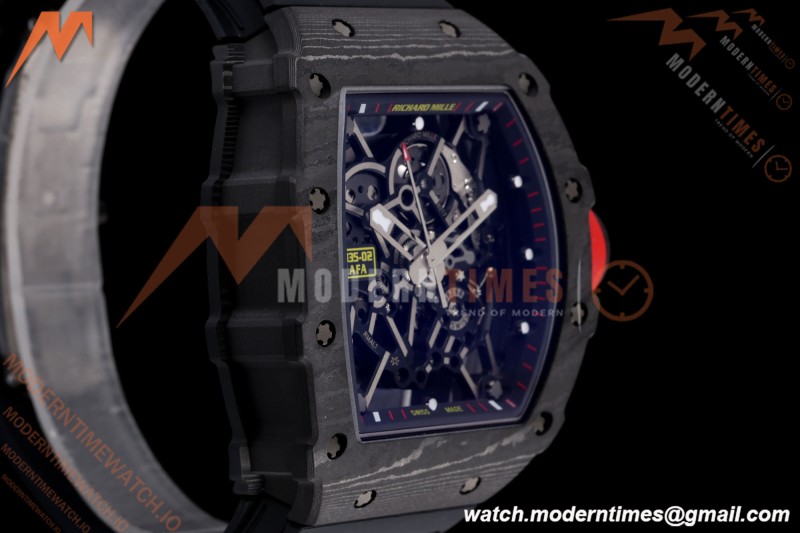 Richard Mille - RM35-02 Rafael Nadal Black NTPT/RU Blk/Blk/Red Rehaut Skeleton UMI RMAL1 Free Sprung | 리차드 밀 - RM35-02 라파엘 나달 블랙 NTPT/RU 블랙/블랙/레드 리하우트 스켈레톤 UMI RMAL1 프리 스프렁