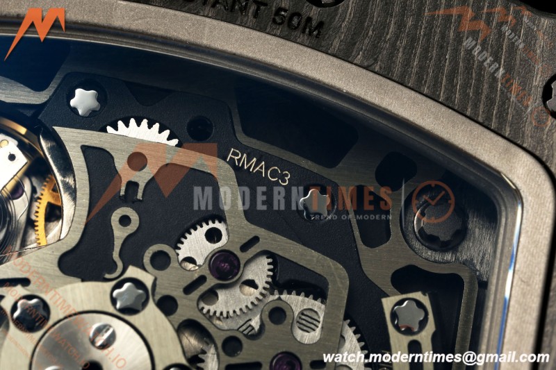 Richard Mille - RM11-03 Annual Calendar Flyback Chrono Black Carbon NTPT/RU Skeleton ABMF RMAC3 | 리샤르 밀 - RM11-03 애뉴얼 캘린더 플라이백 크로노 블랙 카본 NTPT/러버 스켈레톤 ABMF RMAC3