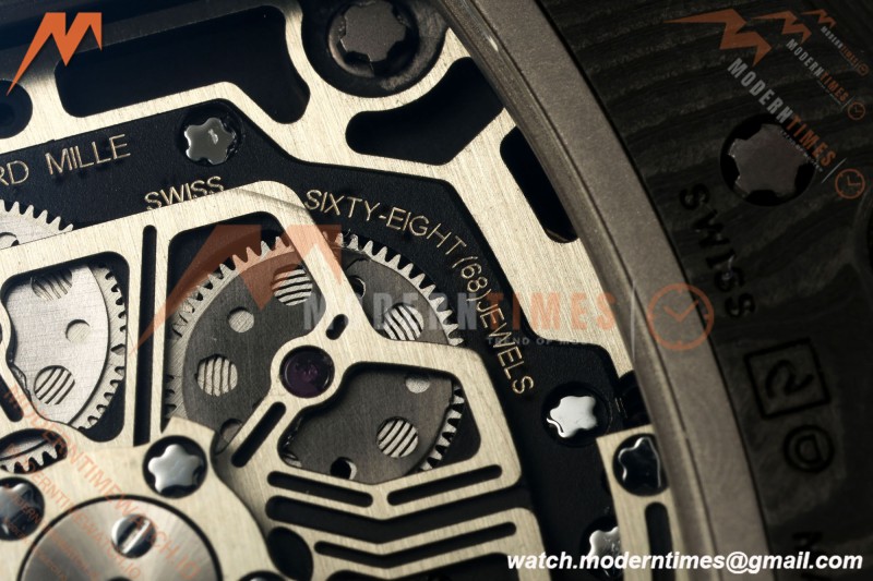 Richard Mille - RM11-03 Annual Calendar Flyback Chrono Black Carbon NTPT/RU Skeleton ABMF RMAC3 | 리샤르 밀 - RM11-03 애뉴얼 캘린더 플라이백 크로노 블랙 카본 NTPT/러버 스켈레톤 ABMF RMAC3
