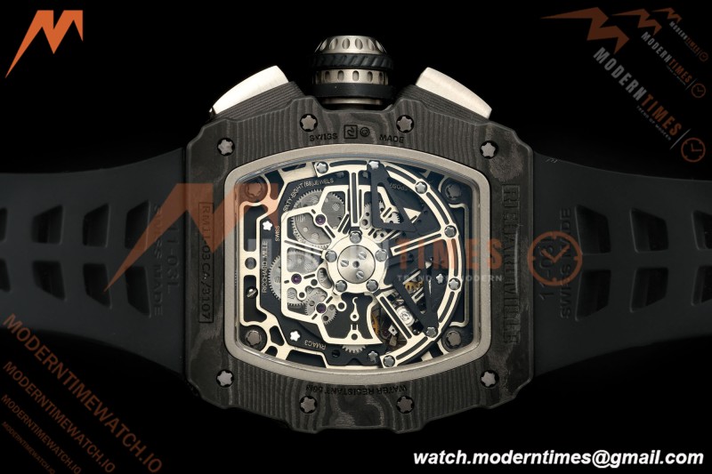 Richard Mille - RM11-03 Annual Calendar Flyback Chrono Black Carbon NTPT/RU Skeleton ABMF RMAC3 | 리샤르 밀 - RM11-03 애뉴얼 캘린더 플라이백 크로노 블랙 카본 NTPT/러버 스켈레톤 ABMF RMAC3