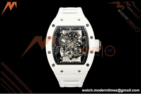 Richard Mille - RM055 Bubba Watson White CER/RU Blk/Blk Rehaut Skeleton A9F RMUL2 Free Sprung | 리차드 밀 - RM055 버바 왓슨 화이트 CER/RU, 블랙/블랙 이너베젤 스켈레톤, A9F RMUL2 프리 스프랑