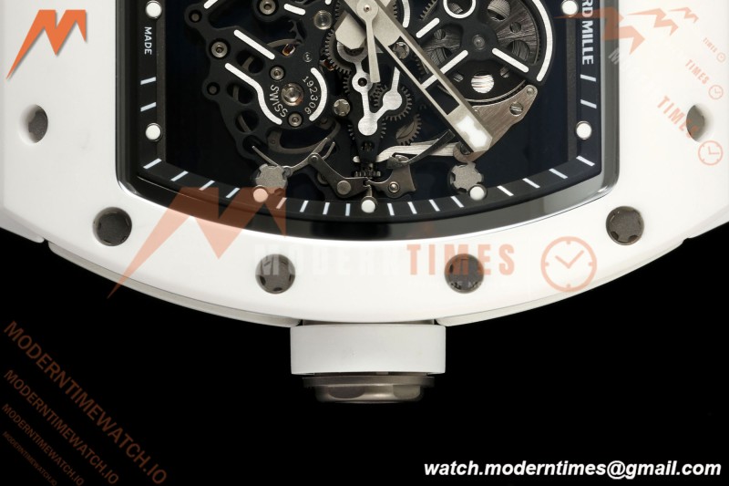 Richard Mille - RM055 Bubba Watson White CER/RU Blk/Blk Rehaut Skeleton A9F RMUL2 Free Sprung | 리차드 밀 - RM055 버바 왓슨 화이트 CER/RU, 블랙/블랙 이너베젤 스켈레톤, A9F RMUL2 프리 스프랑
