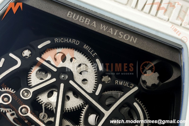 Richard Mille - RM055 Bubba Watson White CER/RU Blk/Blk Rehaut Skeleton A9F RMUL2 Free Sprung | 리차드 밀 - RM055 버바 왓슨 화이트 CER/RU, 블랙/블랙 이너베젤 스켈레톤, A9F RMUL2 프리 스프랑