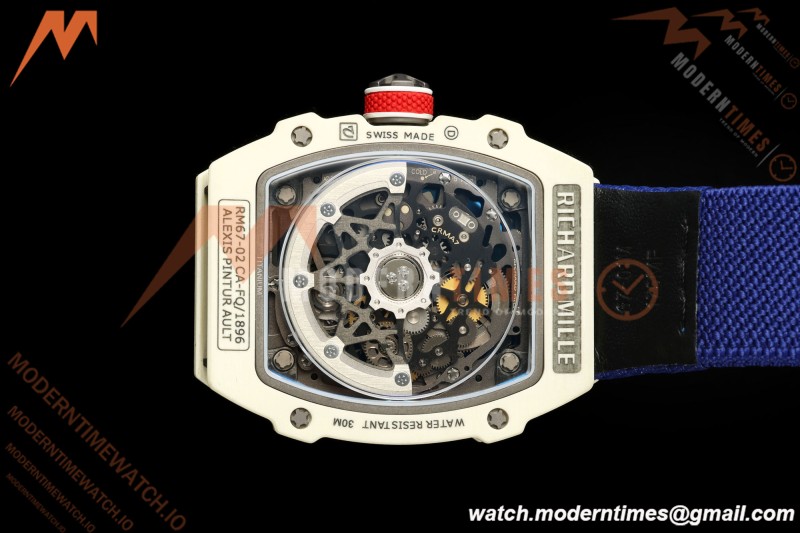 Richard Mille - RM67-02 Alexis White NTPT Blu/Red/Wht/Blk Skeleton AVF CRMA7