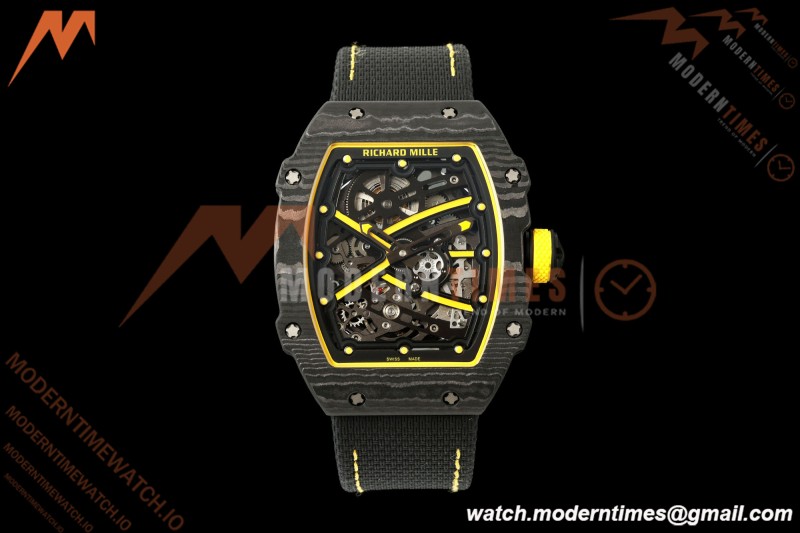 Richard Mille - RM67-02 Black NTPT Yellow/Blk Skeleton Black Strap AVF CRMA7
