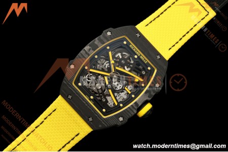 Richard Mille - RM67-02 Black NTPT Yellow/Blk Skeleton Yellow Strap AVF CRMA7