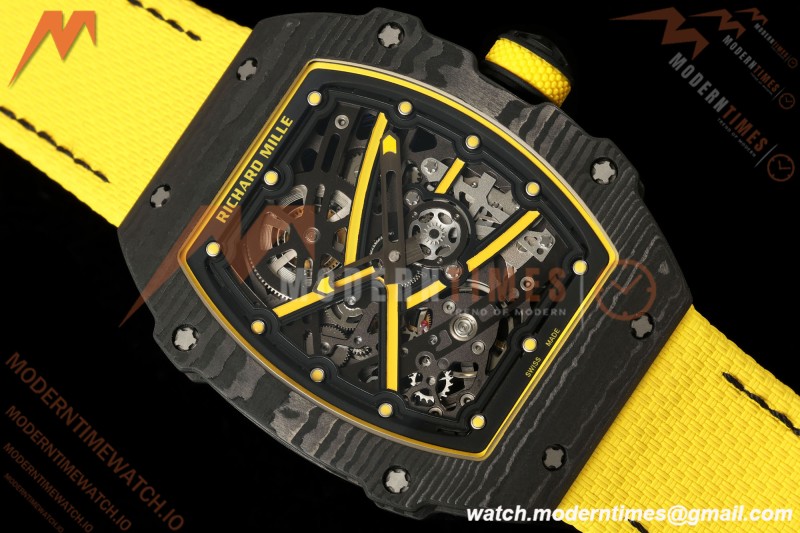 Richard Mille - RM67-02 Black NTPT Yellow/Blk Skeleton Yellow Strap AVF CRMA7