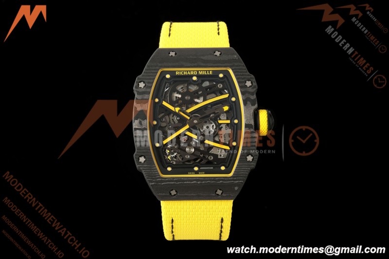 Richard Mille - RM67-02 Black NTPT Yellow/Blk Skeleton Yellow Strap AVF CRMA7