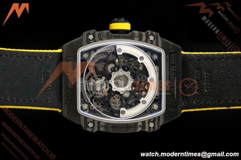 Richard Mille - RM67-02 Black NTPT Yellow/Blk Skeleton Yellow Strap AVF CRMA7