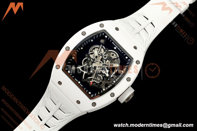Richard Mille - RM055 Bubba Watson White CER/RU Blk/Blk Rehaut Skeleton Boss RMUL2 Free Sprung