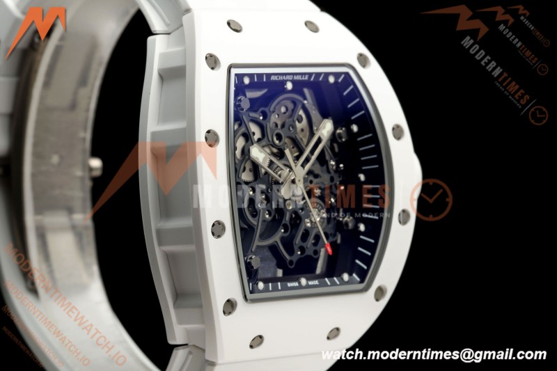 Richard Mille - RM055 Bubba Watson White CER/RU Blk/Blk Rehaut Skeleton Boss RMUL2 Free Sprung