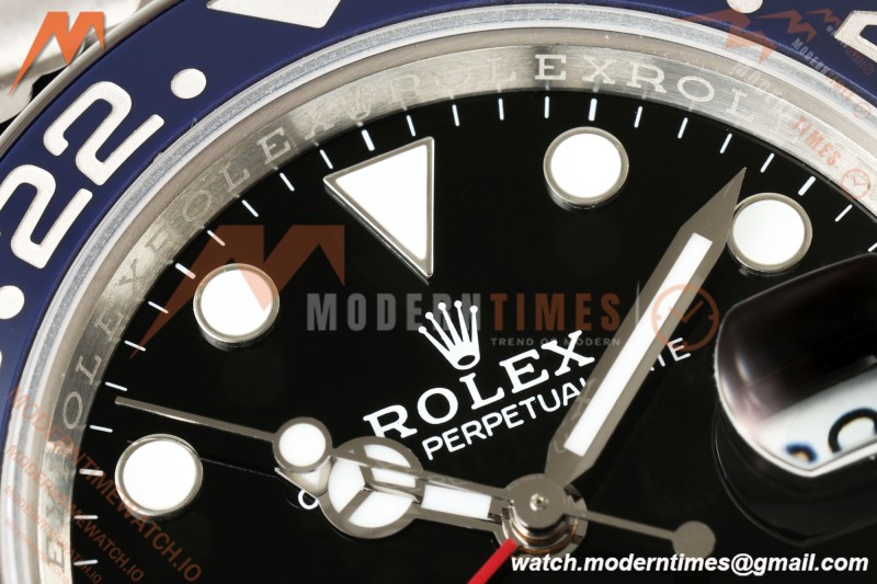 Rolex - GMT II 126710BLRO Pepsi 40mm 904L Jub SS/SS Black Dial QF JH3285 Free Sprung
