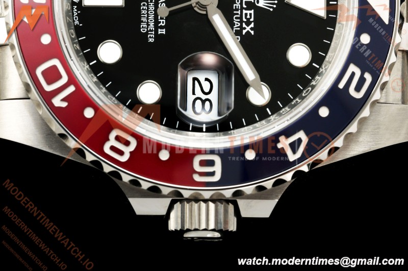 Rolex - GMT II 126710BLRO Pepsi 40mm 904L Jub SS/SS Black Dial QF JH3285 Free Sprung