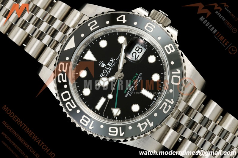 Rolex - GMT II 126710GRNR Bruce Wayne 40mm 904L Jub SS/SS Black Dial QF JH3285 Free Sprung