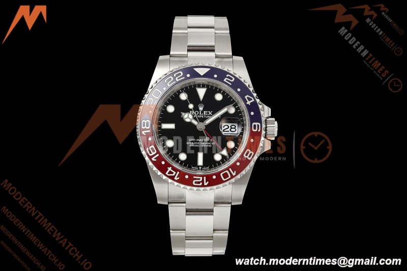 Rolex - GMT II 126710BLRO Pepsi 40mm 904L Oys SS/SS Black Dial RF JH3285 Free Sprung