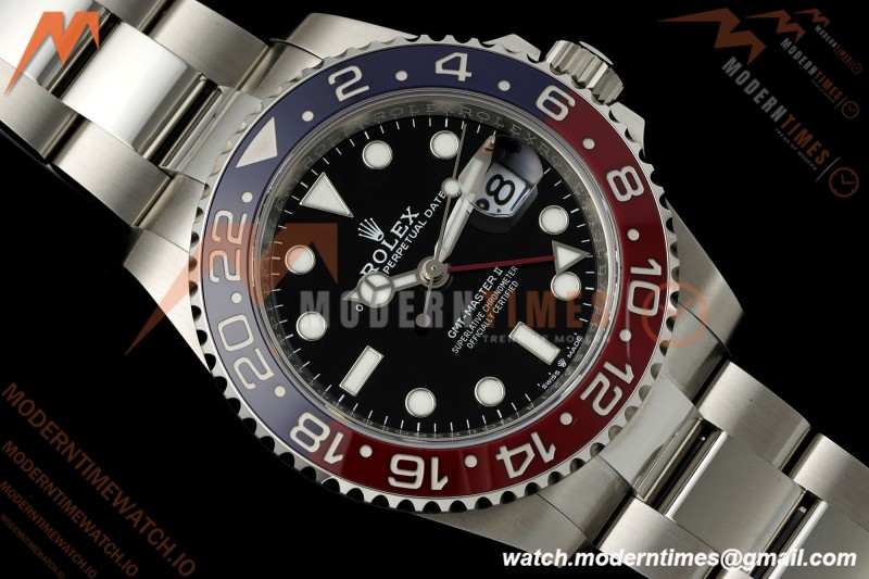 Rolex - GMT II 126710BLRO Pepsi 40mm 904L Oys SS/SS Black Dial RF JH3285 Free Sprung