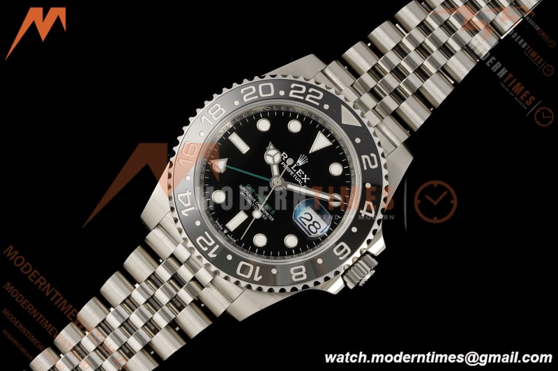Rolex - GMT II 126710GRNR Bruce Wayne 40mm 904L Jub SS/SS Black Dial RF JH3285 Free Sprung