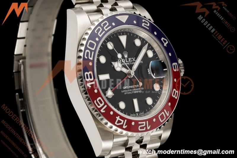 Rolex - GMT II 126710BLRO Pepsi 40mm 904L Jub SS/SS Black Dial RF JH3285 Free Sprung
