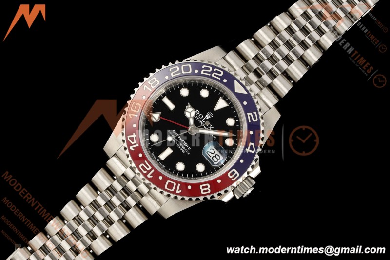 Rolex - GMT II 126710BLRO Pepsi 40mm 904L Jub SS/SS Black Dial RF JH3285 Free Sprung