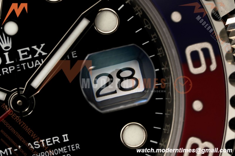Rolex - GMT II 126710BLRO Pepsi 40mm 904L Jub SS/SS Black Dial RF JH3285 Free Sprung