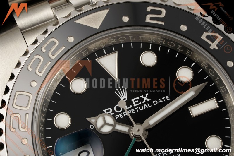 Rolex - GMT II 126720VTNR LHD 40mm 904L Jub SS/SS Black Dial RF JH3285 Free Sprung