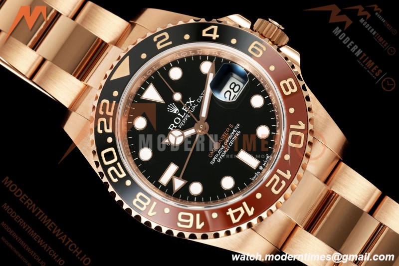Rolex - GMT II 126715CHNR Rootbeer 40mm Gain Weight 904L Oys RG/RG Black WF JH3285 CHS