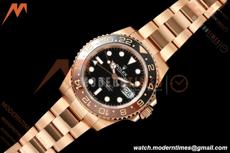 Rolex - GMT II 126715CHNR Rootbeer 40mm 904L Oys RG/RG Black QF JH3285 Free Sprung