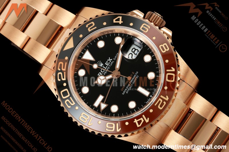 Rolex - GMT II 126715CHNR Rootbeer 40mm 904L Oys RG/RG Black QF JH3285 Free Sprung